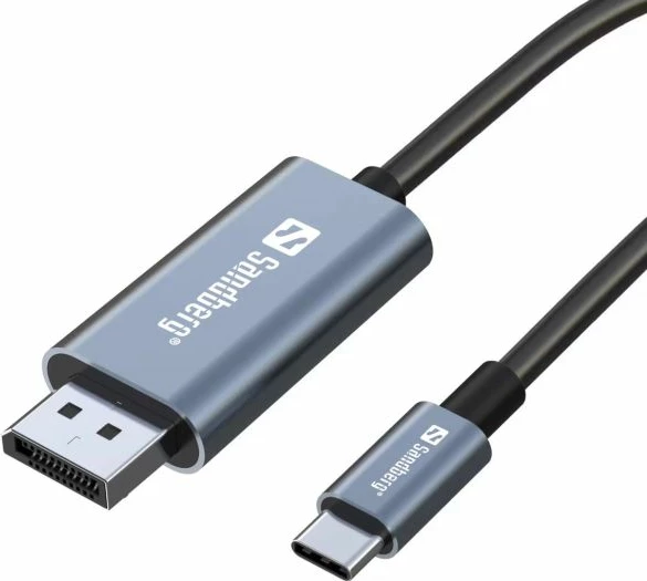 Kabllo video USB-C në DisplayPort Sandberg 136-51 2 m 4K@60Hz, gri/zezë