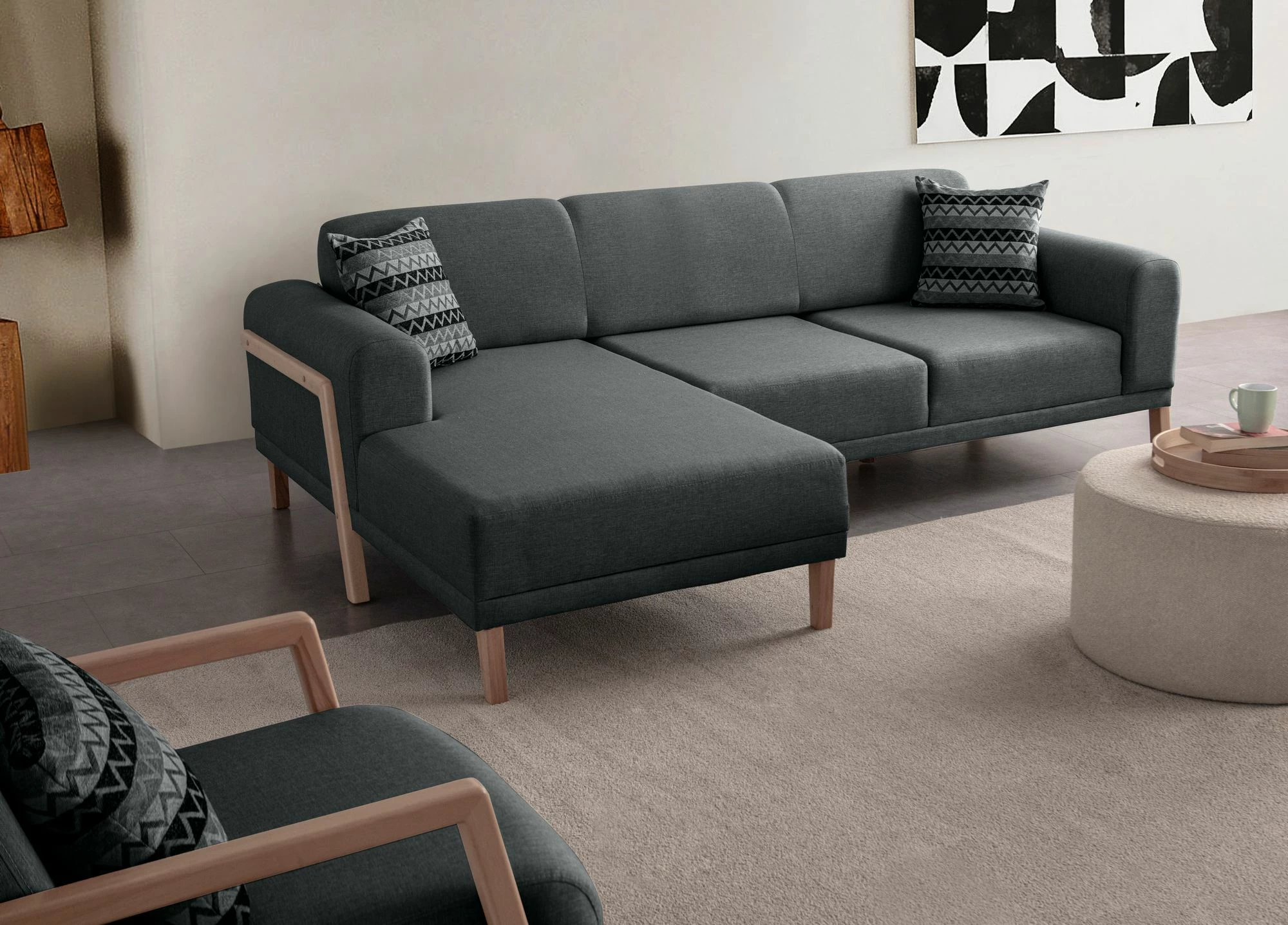 Këndare Atelier del Sofa, ngjyrë latte-relaks, kënd i majtë, anthracite