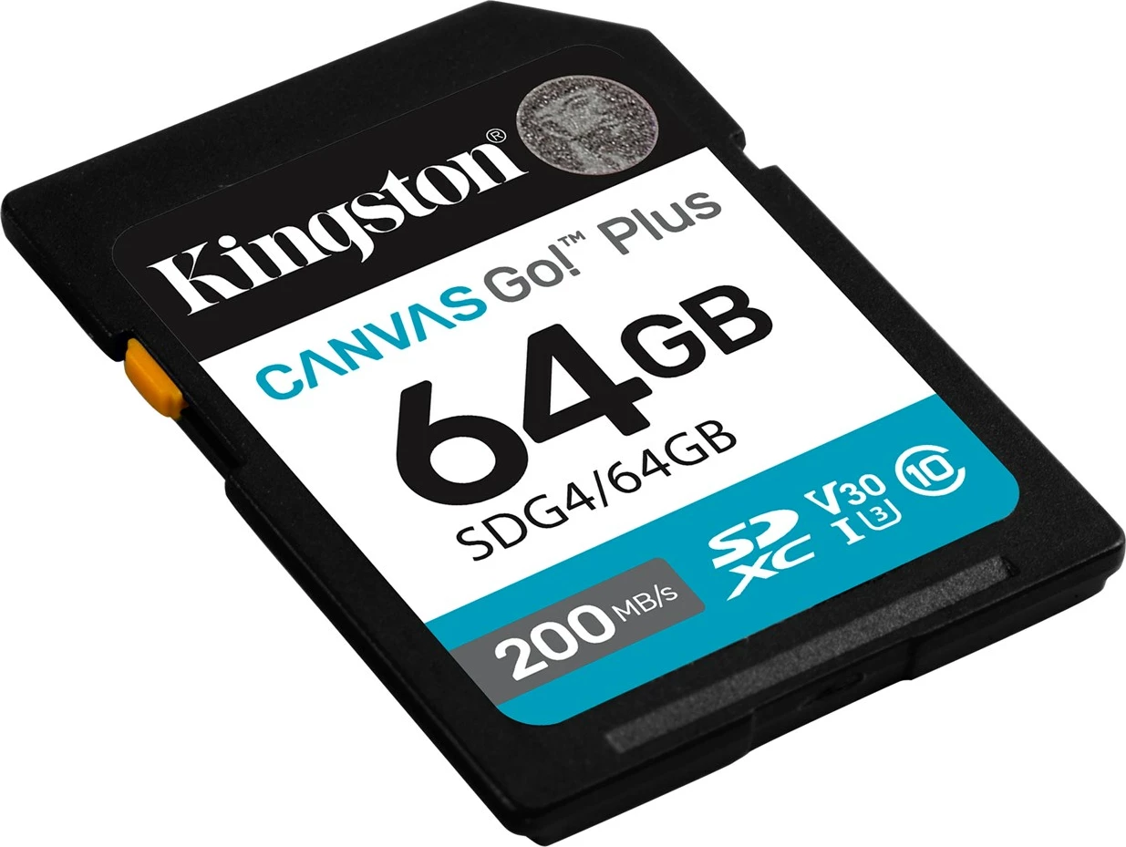 Kartelë memorie Kingston Canvas Go! Plus 64GB SDXC, 200MB/s, e zezë