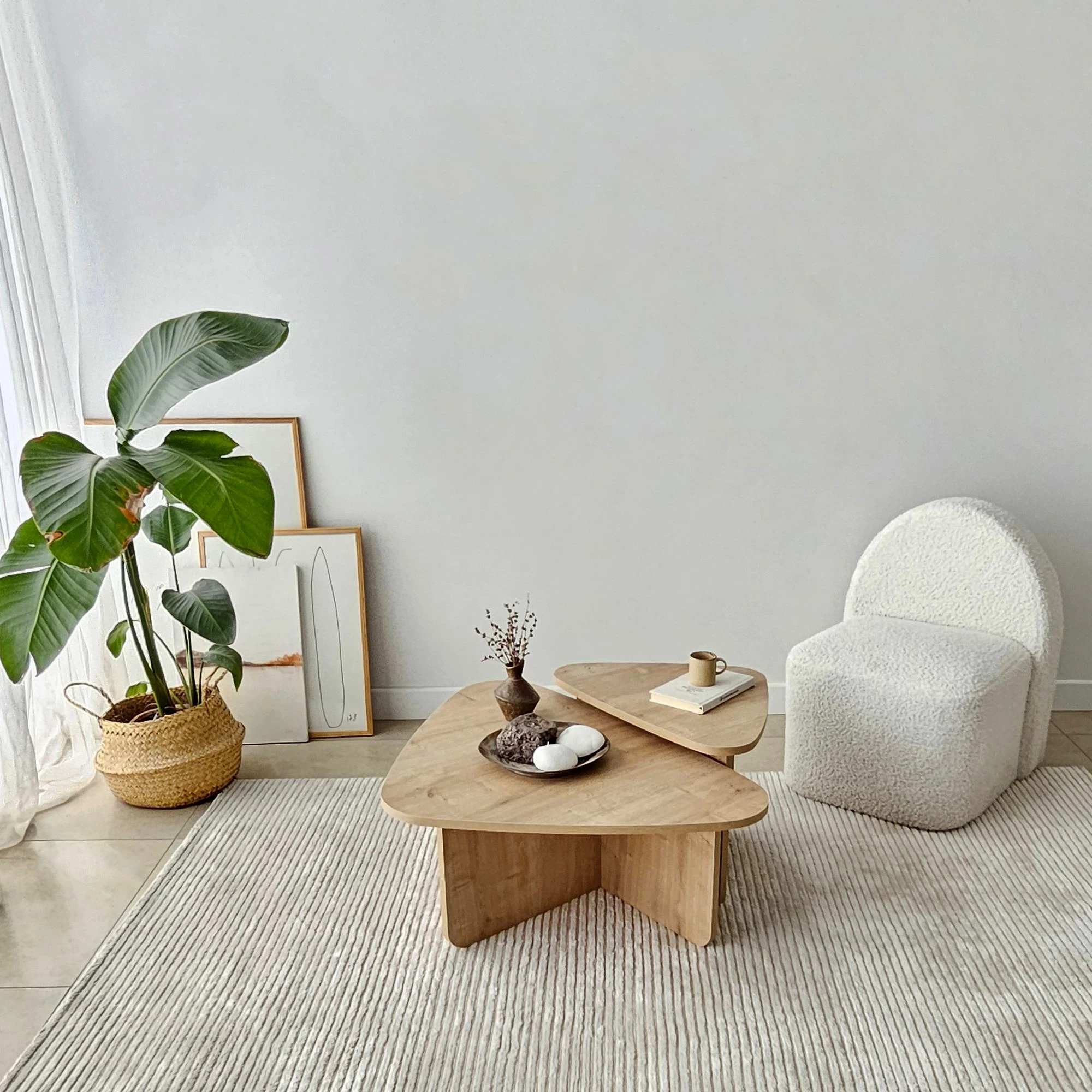 Set tavolinash kafeje Skye Decor, Ballare, ngjyrë lis safir