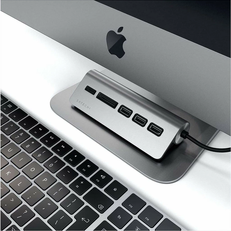 Hub USB-C Satechi ST-TCHCRM, HDMI, 3x USB-A, SD/microSD, Space Gray