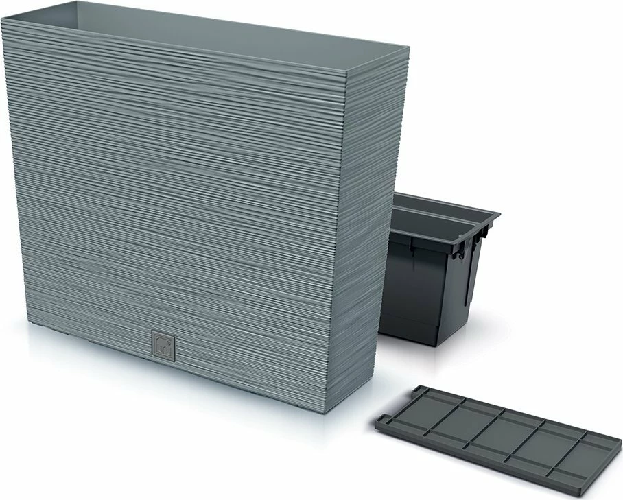 Kuti saksie për lule Prosperplast Furu Case T DFC600T-422U 58x18x49.8cm 44L me insert 12L, gri beton