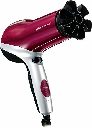 Tharëse flokësh, Braun, Satin Hair 7 Color HD770, 2200 W, IONTEC, 6 kombinime temperaturë/rrymë ajri, me difuzor dhe grykë Color Saver, burgundy