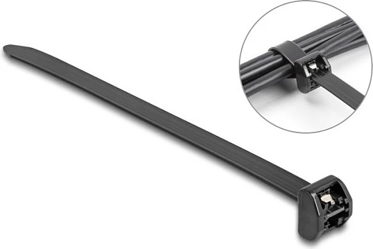 Lidhëse kabllosh DeLOCK me tab metalik 406x12.7 mm, Velcro, 10 copë, e zezë