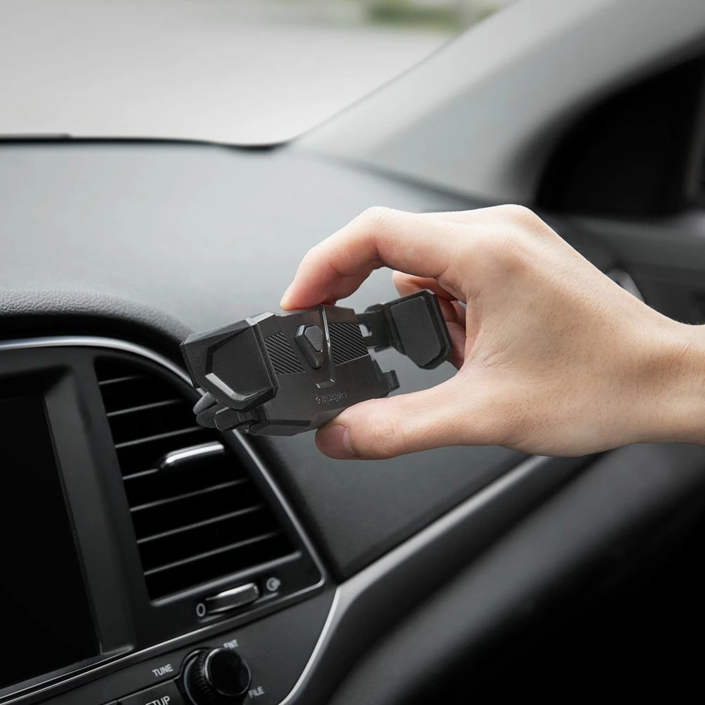 Mbajtës për celular Spigen Click.R, për veturë, i zi