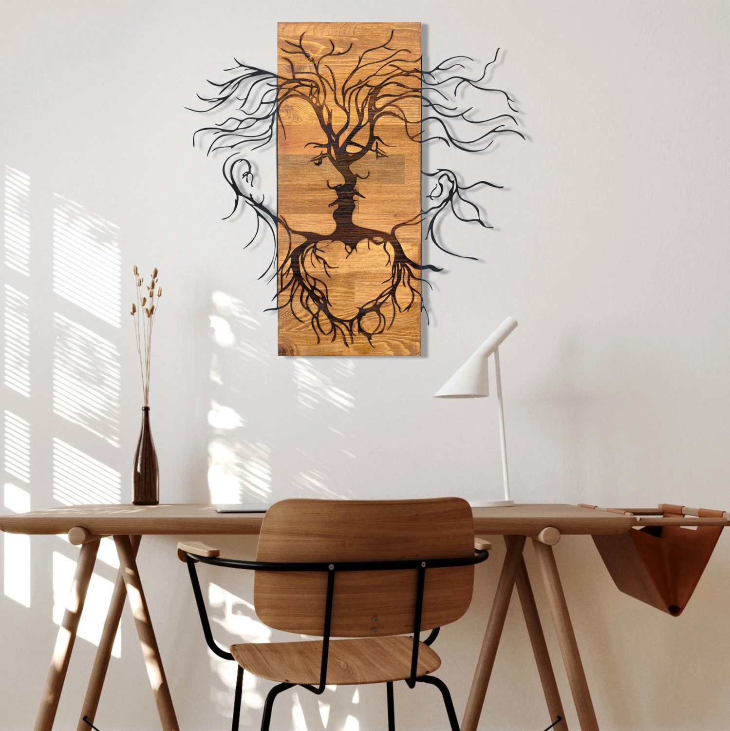 Dekor muri FACES, metal i zi, dru, 60x3x57.5cm