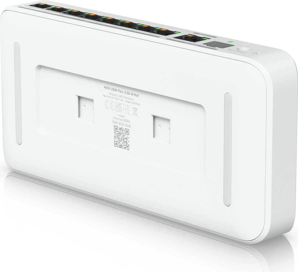 Switch Ubiquiti UniFi Flex 2.5G PoE, 8 porta 2.5G, 1 portë 10G, desktop/mur, i bardhë