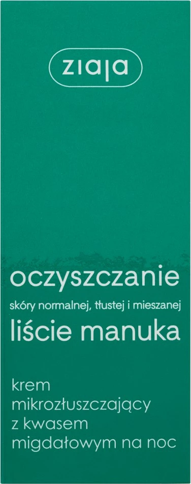 Krem nate për fytyrë Ziaja Manuka Leaves me acid mandelik, 50ml