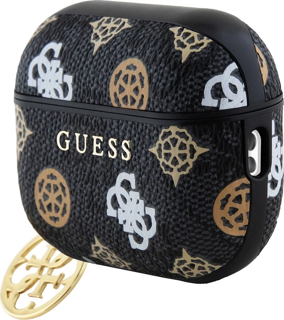 Mbështjellës për AirPods Pro 2 Guess GUAP2P4RPEK, PU 4G Peony Charm, me zinxhir/varëse, 2 pjesë, e zezë