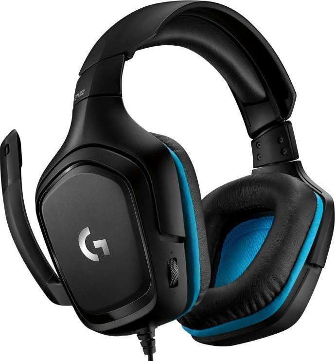 Headset lojrash, Logitech G432 (981-000770), DTS Headphone:X 7.1, drajvera 50 mm, USB + 3.5 mm, e zezë/blu