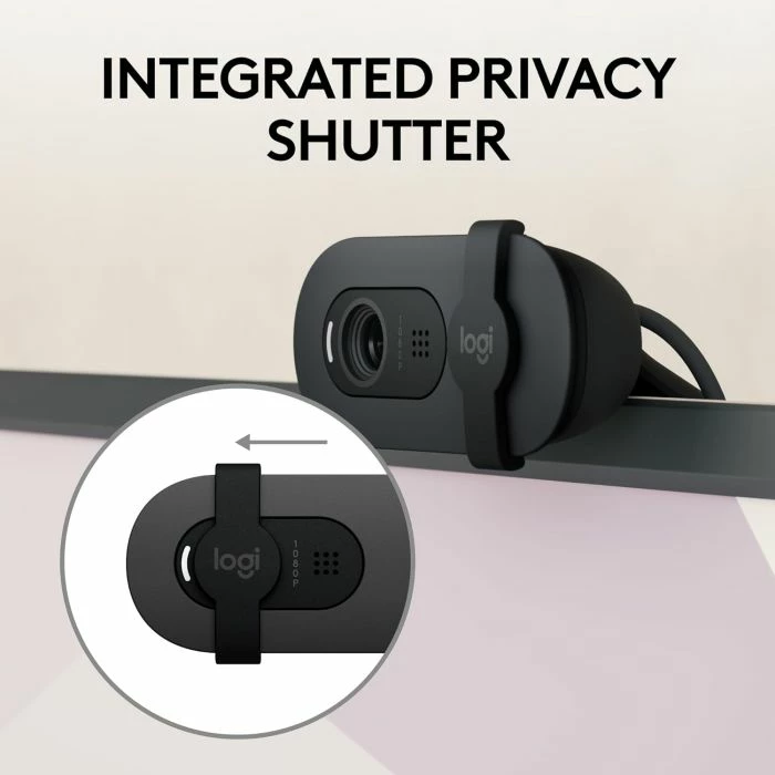 Webcam Logitech Brio 105 Full HD 1080p USB-A me shutter privatësie, e zezë
