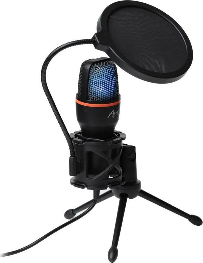 Mikrofon USB Art AC-02 kondensator me LED RGB, me tripod e pop filter, i zi