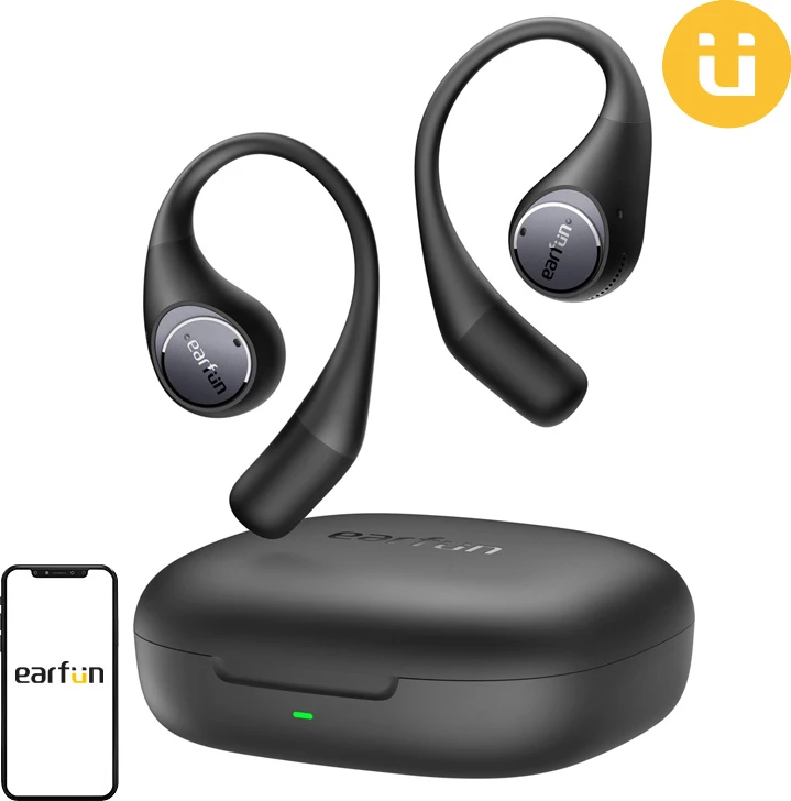 Kufje Earfun Open Jump OW100B, wireless, ANC, IPX7, të zeza