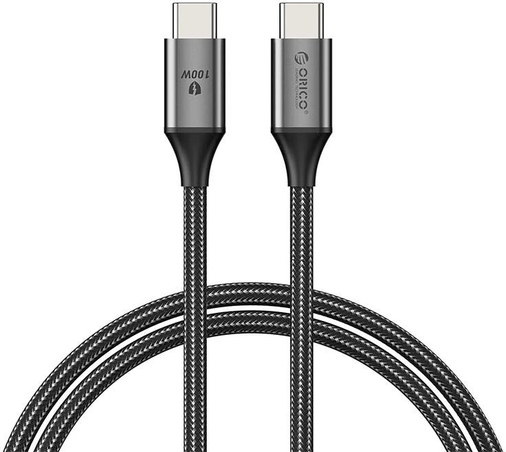 Kabllo karikimi USB-C në USB-C Orico CDX-100CC-BK-BP-IP, 100W, 1m, e zezë