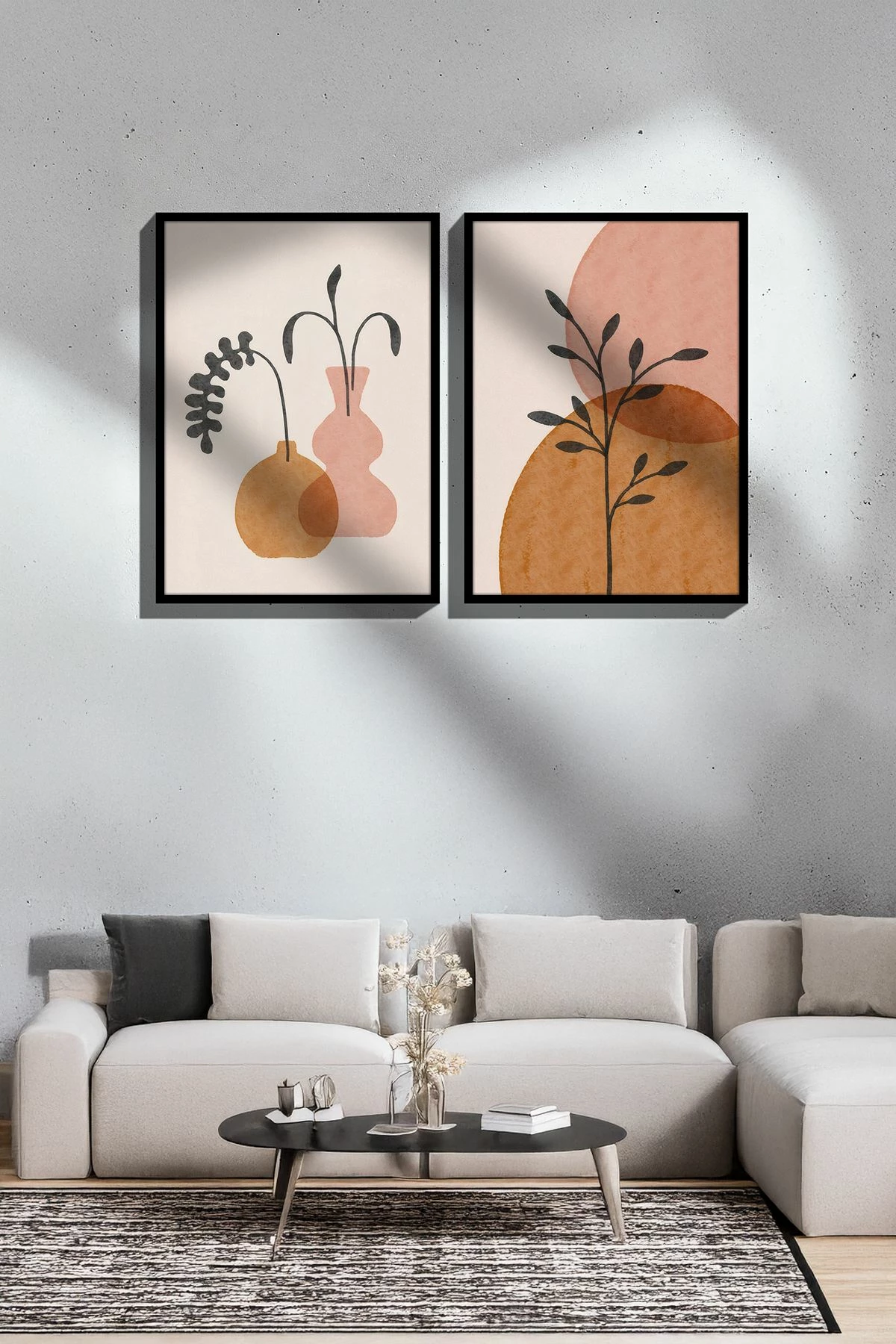 Piktura dekorative me kornizë (2 copë), model Ersy2Lımodel38-Sıyah, Wallity