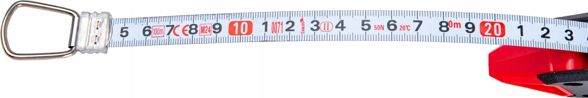 Metër shirit çeliku Tvardy T00364 100 m, 12.5 mm, cm/mm, kuqe/zezë, paketim 10 copë