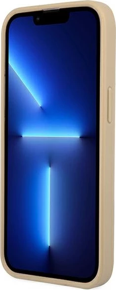 Mbështjellës Guess SaffianoTriangle Logo për iPhone 14 Pro Max 6.7", bezhë