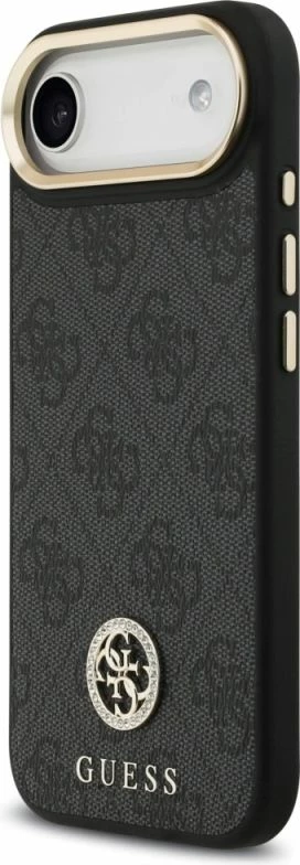 Mbrojtëse telefoni Guess 4G Strass Logo & Big Strap Metal Buttons MagSafe, e zezë