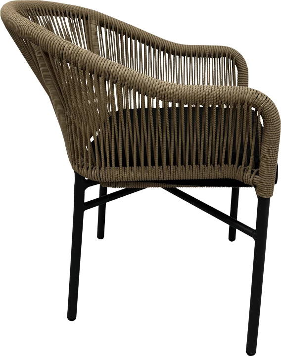 Karrige alumini Legana, e grumbullueshme, kornizë antracit, ratan natyral, 56x66x82cm