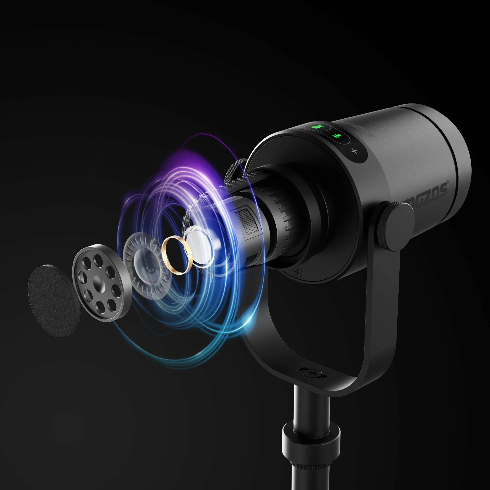 Mikrofon Mozos MKIT Studio Pro dinamik kardioid 192kHz/24-bit USB-C/XLR/3.5mm, set me stativ tavoline, i zi