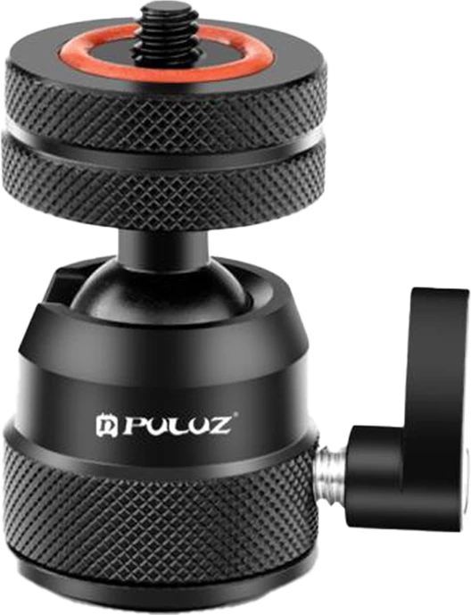 Kokë sferike stativi, Puluz PU1057B, 1/4", rrotullim 360°, ngarkesë 1 kg, cold shoe i këmbyeshëm, e zezë