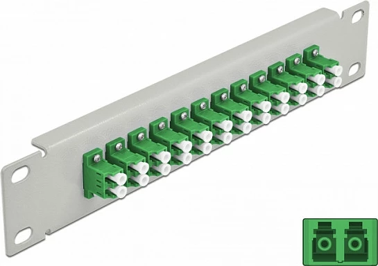 Patch panel fiber optik DeLOCK 10", 12x LC Duplex, 1U, gri/jeshile