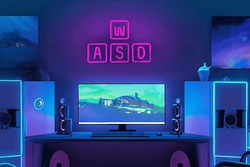 Neon LED murale për gaming PREYON Purple Eye Bait PBEB28WD, USB, 42x28.5 cm, vjollcë