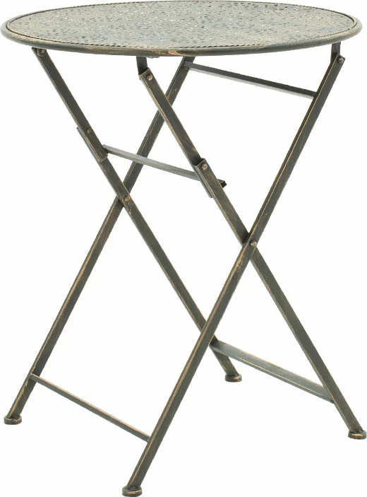 Set tavoline me karrige Drill 3 copë, ngjyrë bakri antike, metal