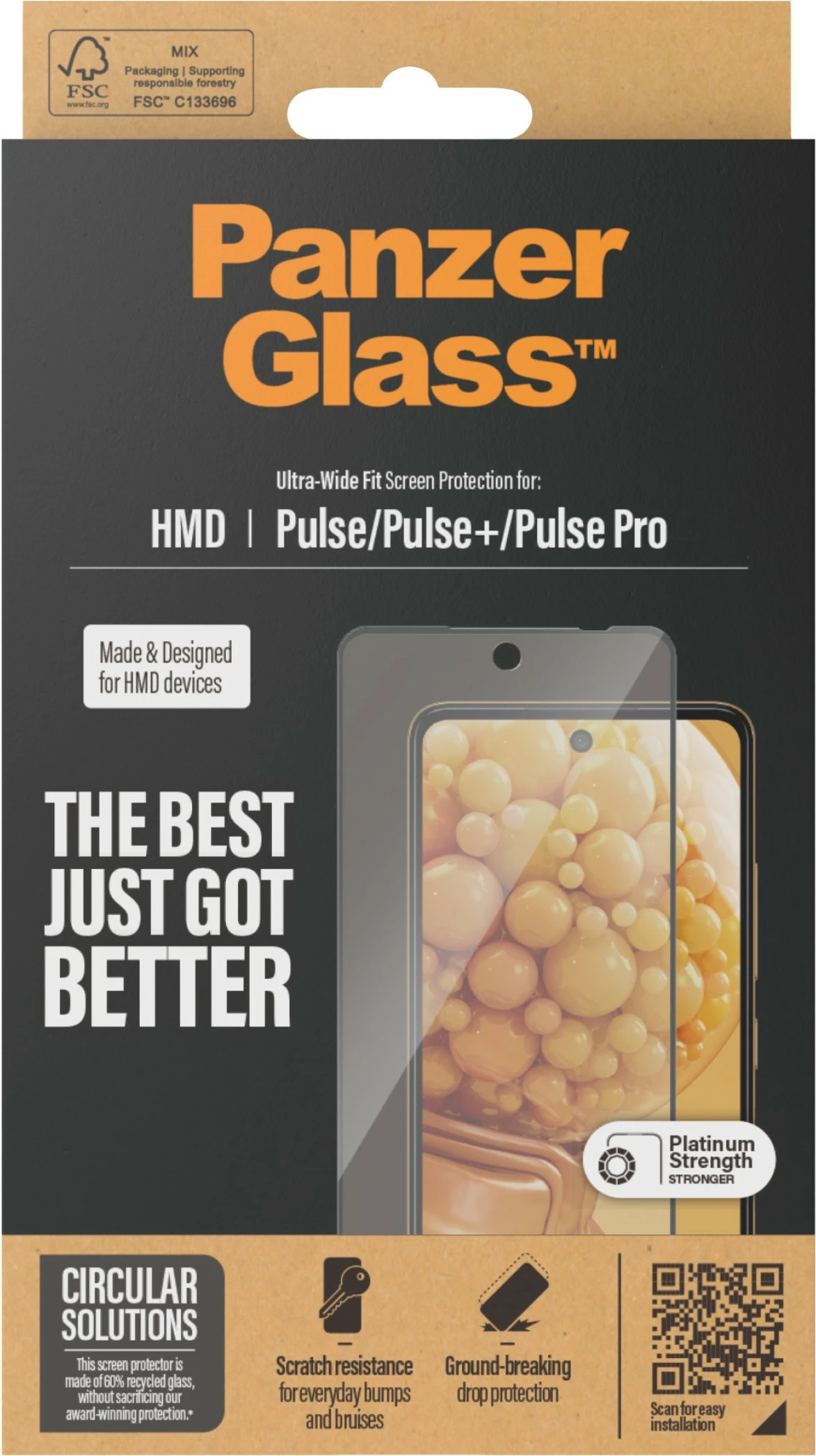 Mbrojtës ekrani PanzerGlass për HMD Pulse/Pulse+/Pulse Pro, xham i fortë