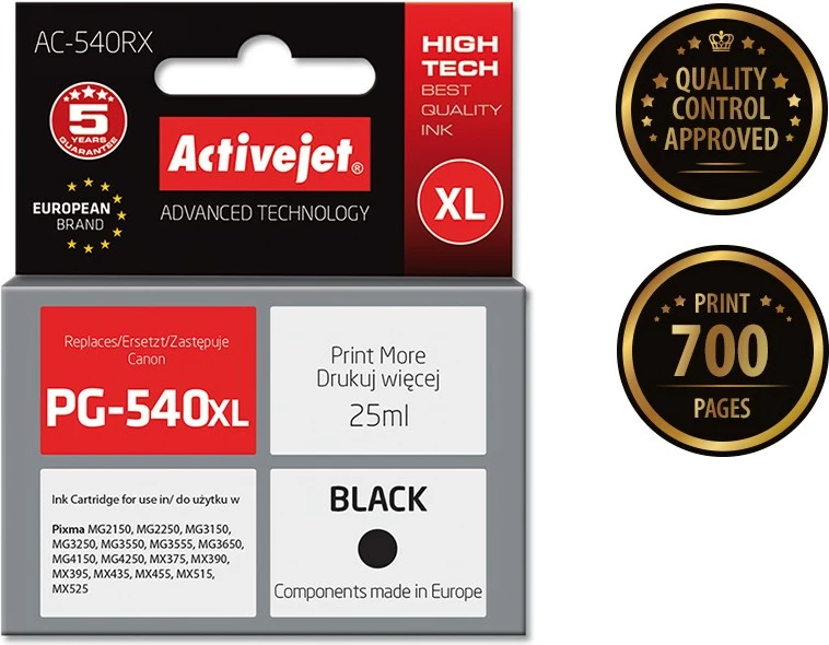 Toner zëvendësues Activejet AC-540RX për printer Canon, 25ml, i zi