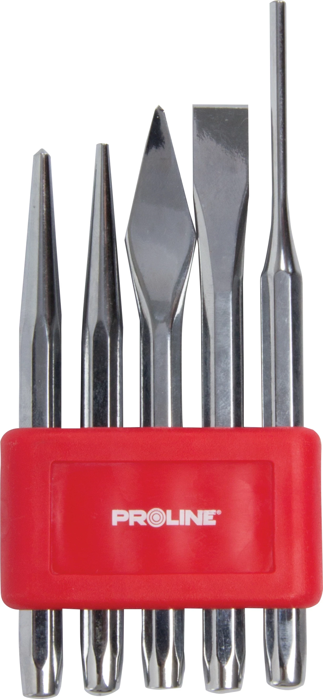 Set daltash dhe shilash PROLINE 31360, krom, 5 copë, e kuqe