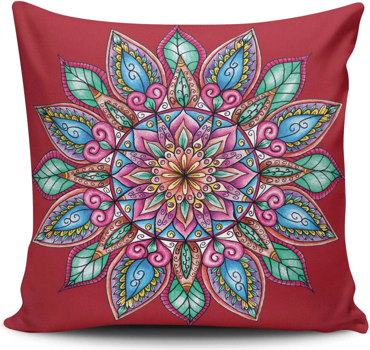Jastëk dekorativ Aberto Design, MANDALA-12, shumëngjyrësh, 43x43cm