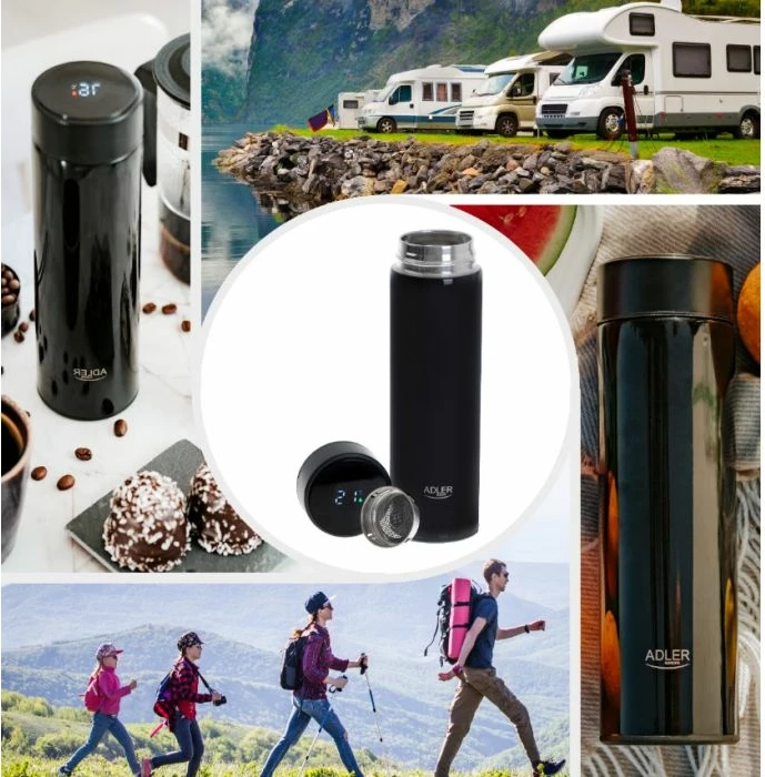 Termos Adler AD4506P 473ml me ekran LED touch, inox, rozë