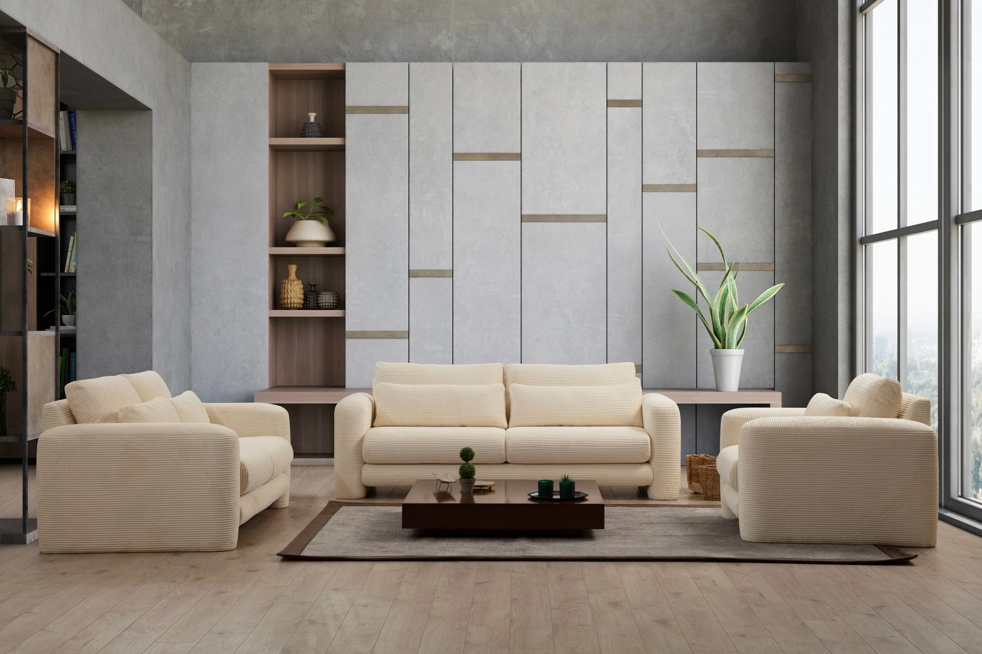 Divan treshe Atelier del Sofa, ngjyrë bezhë, Lily