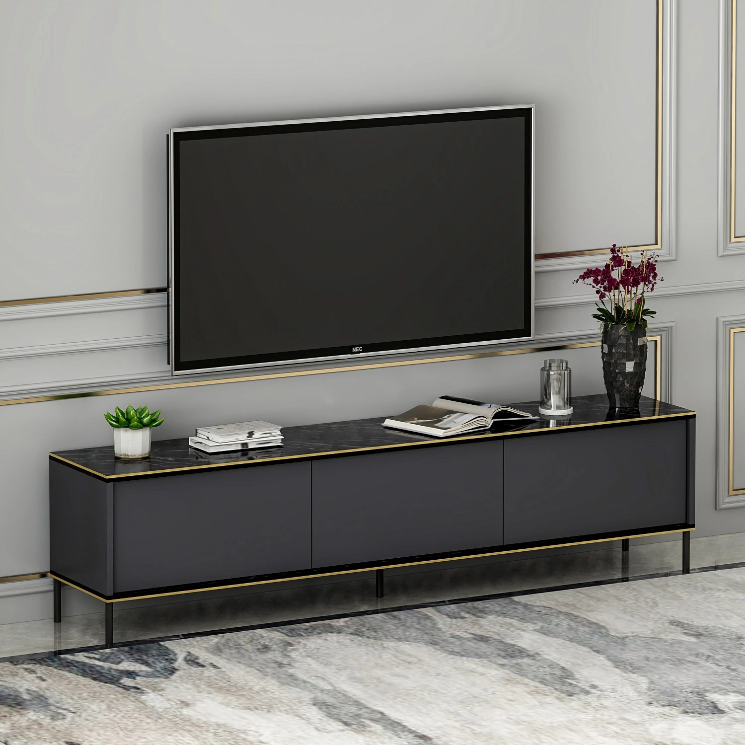Komodë TV Skye Decor, ngjyrë antracit