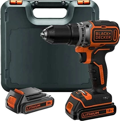 Trapan/vidhosës me bateri Black&Decker BDODC18K1A 18 V 1.5Ah, set 5 copë maja + valixhe, zi/portokalli