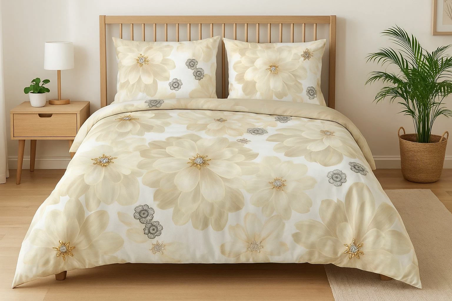Set mbulesë jorgan për teke XXL, krem, bezhë, gri, Solea