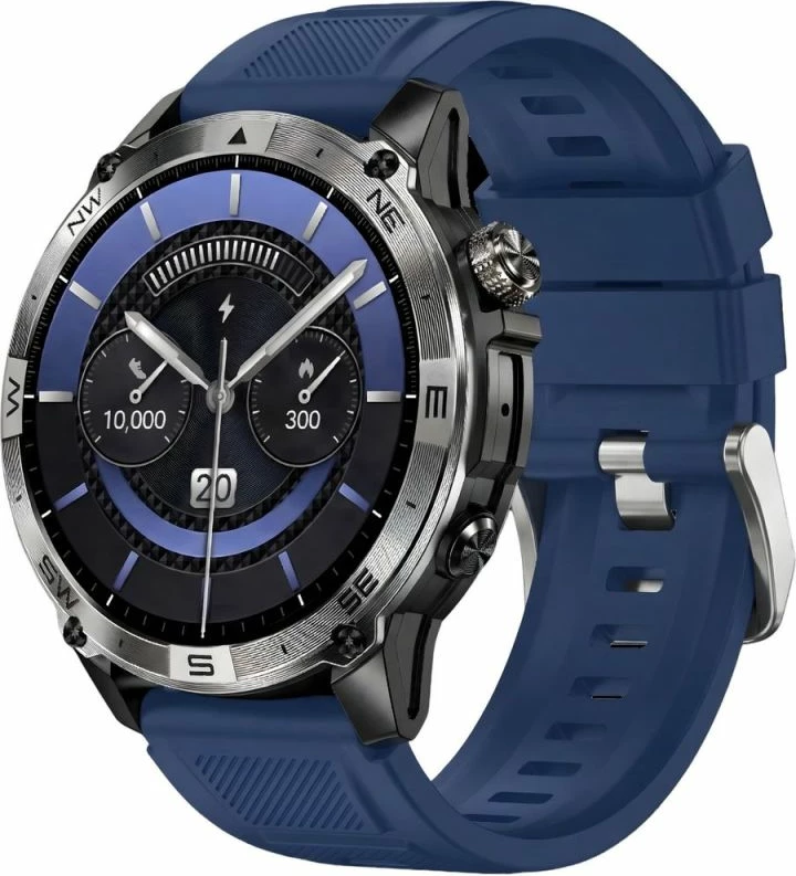 Smartwatch Gravity GT46-2, rrip silikoni dhe byzylyk çeliku, të zeza/blu