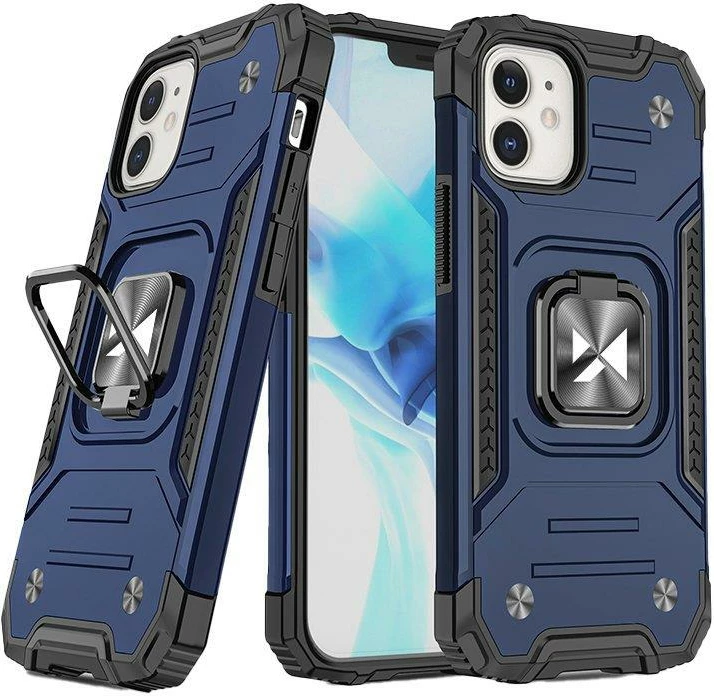 Mbështjellës Wozinsky Ring Armor për iPhone 14 Plus, me unazë dhe mbajtës magnetik, Kaltër