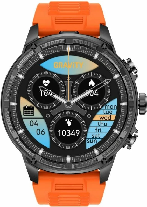 Smartwatch për meshkuj Gravity GT41-4, rrip i zi + byzylyk