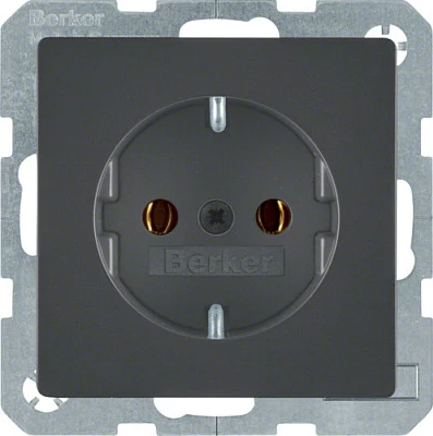 Prizë muri BERKER 47436086 Q.1/Q.3/Q.7/Q.9, SCHUKO Type F, 16A 250V, antracit