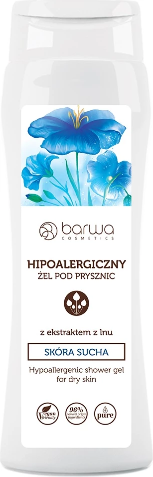 Xhel dushi Barwa Hypoallergenic për lëkurë të thatë me ekstrakt liri 400ml