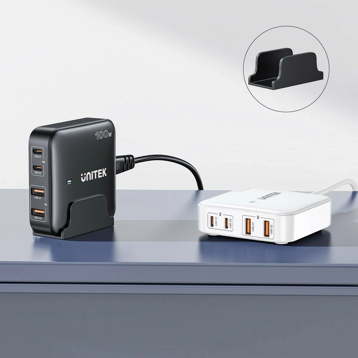 Karikues Unitek GaN 100W 2xUSB-A 2xUSB-C, i zi