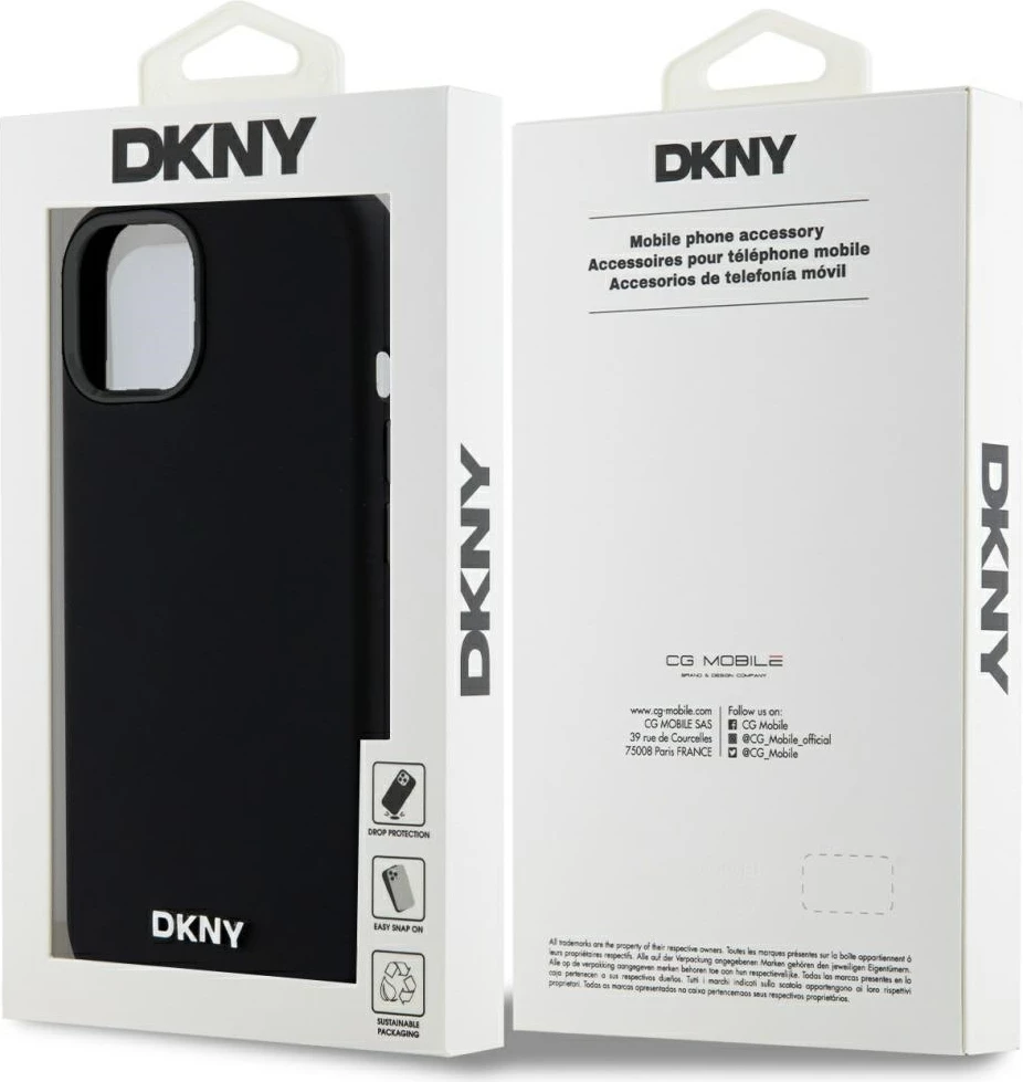Mbështjellës DKNY Liquid Silicone MagSafe për iPhone 14/15/13, i zi