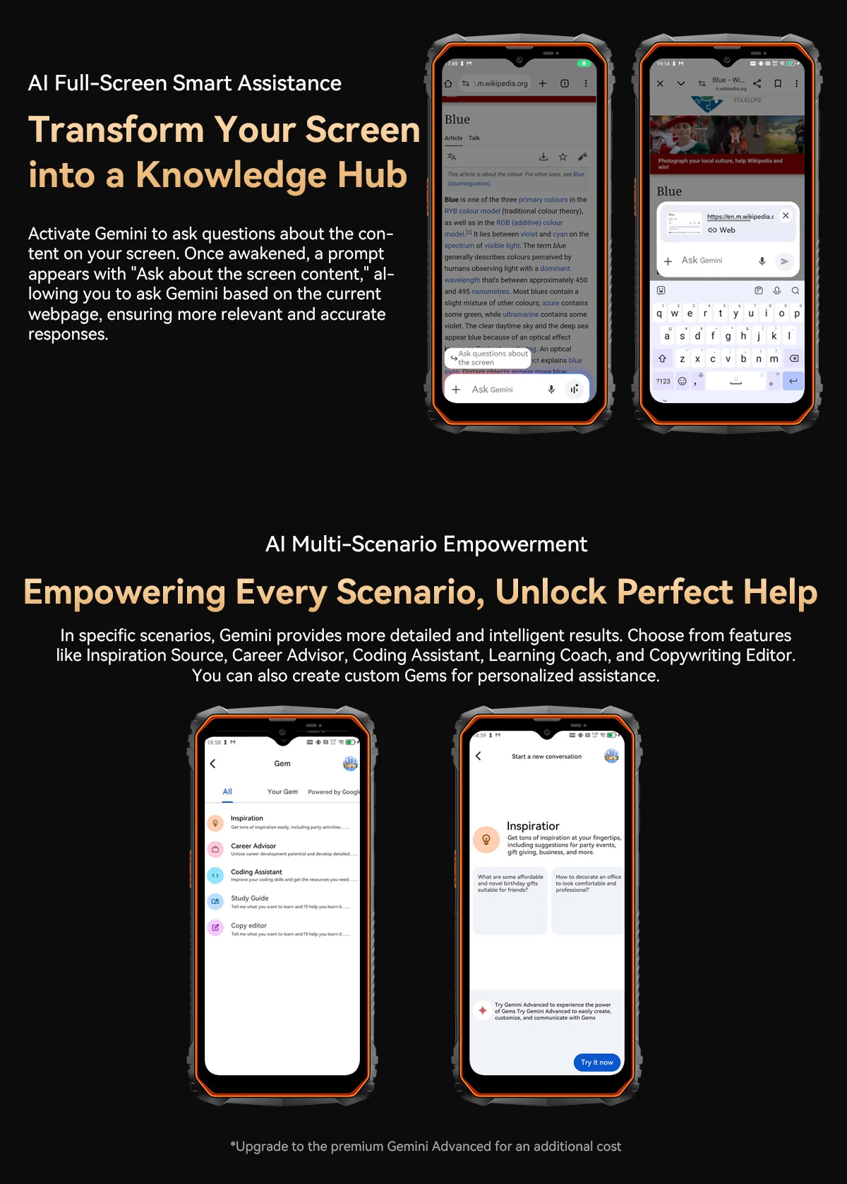 Celular Oscal Marine 1 4GB RAM 128GB 5100mAh IP68/IP69K MIL-STD-810H, portokalli
