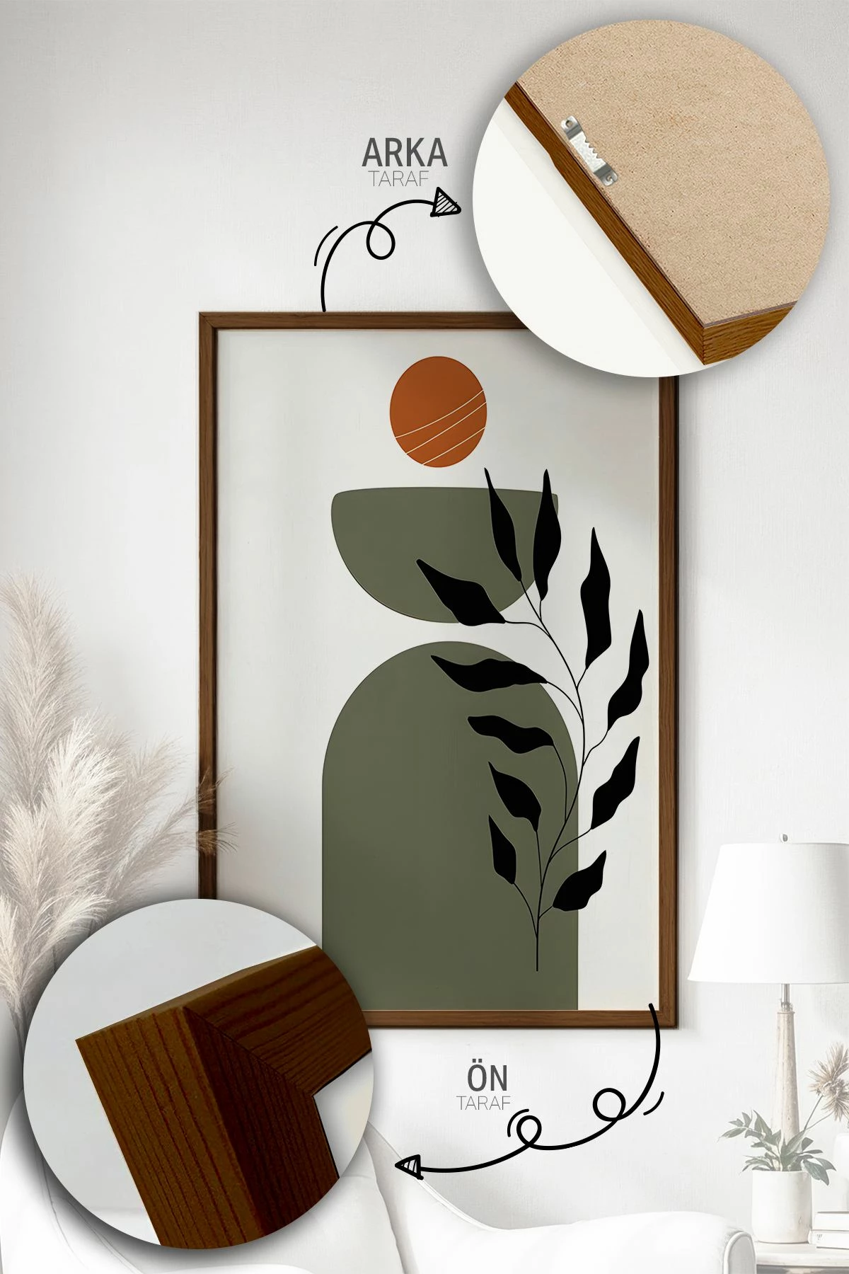 Set pikturash dekorative me kornizë (3 copë), Wallity, Artvmodel6-Kahve