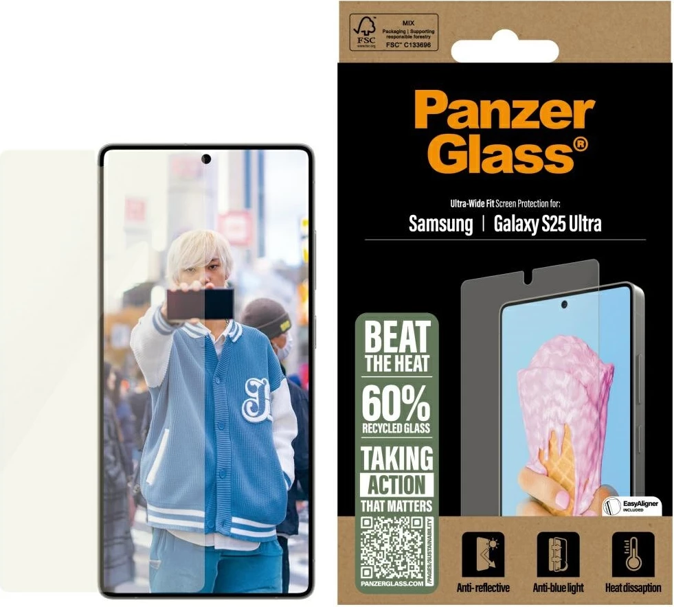 Xham mbrojtës PanzerGlass Ultra-Wide Fit për Samsung Galaxy S25 Ultra