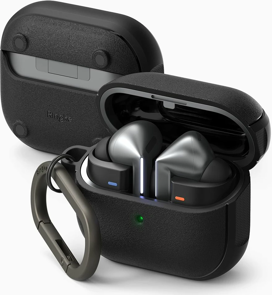 Mbështjellës Ringke Onyx për Samsung Galaxy Buds 3/3 Pro, MagSafe, me karabinë, e zezë