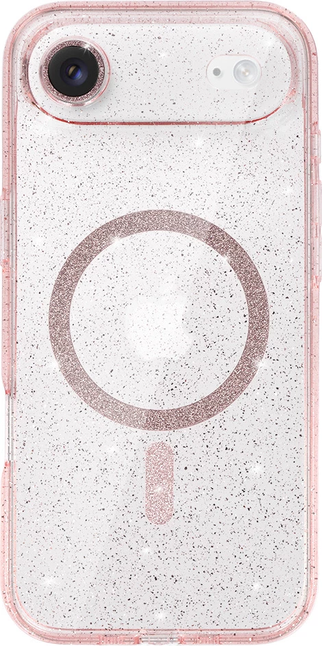 Mbështjellës ONASI MagSafe për iPhone 17 Air, silikon, transparent rozë me glitter