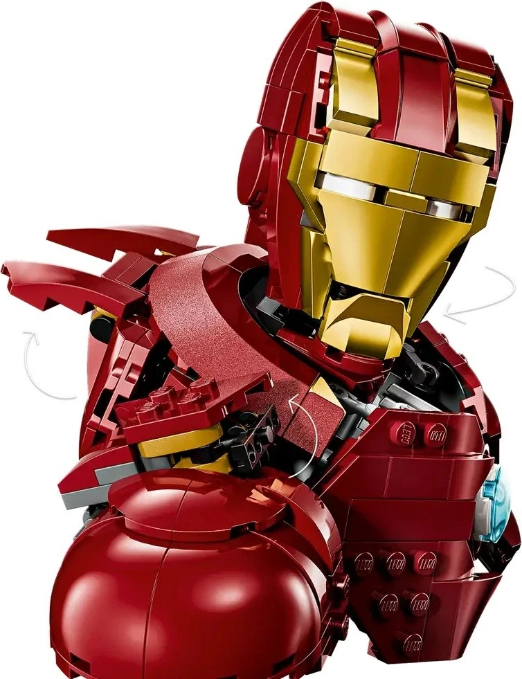 Set LEGO Marvel Iron Man MK4 Bust 76327, me minifigurë, për të rritur, Kuqe